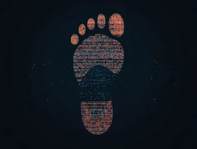 Digital Footprint Concept With Glowing Data Characters