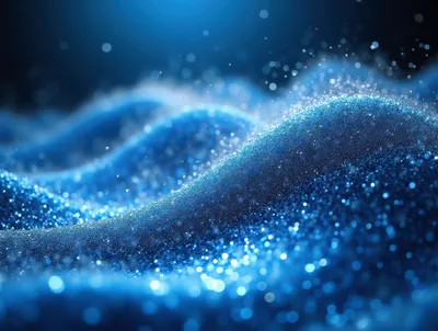 Abstract Blue Glitter Waves With Floating Particles