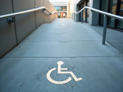 Wheelchair Accessible Ramp With International Symbol