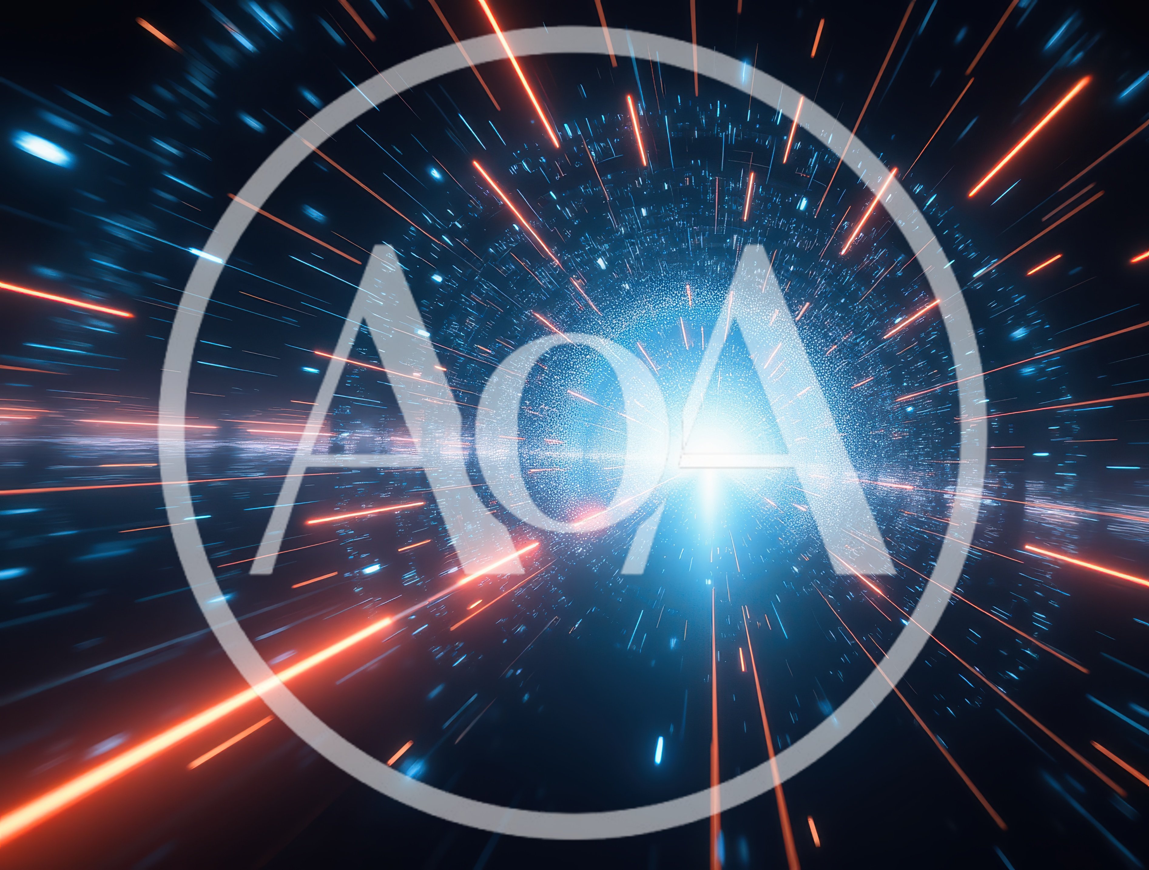 Abstract Digital Tunnel With Glowing Light Speed Streaks