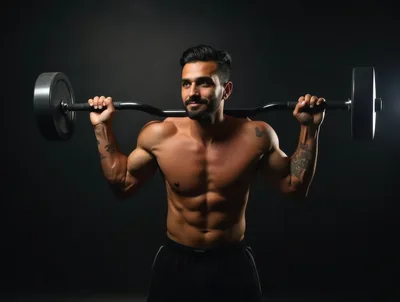 Muscular Man Performing Barbell Back Squats