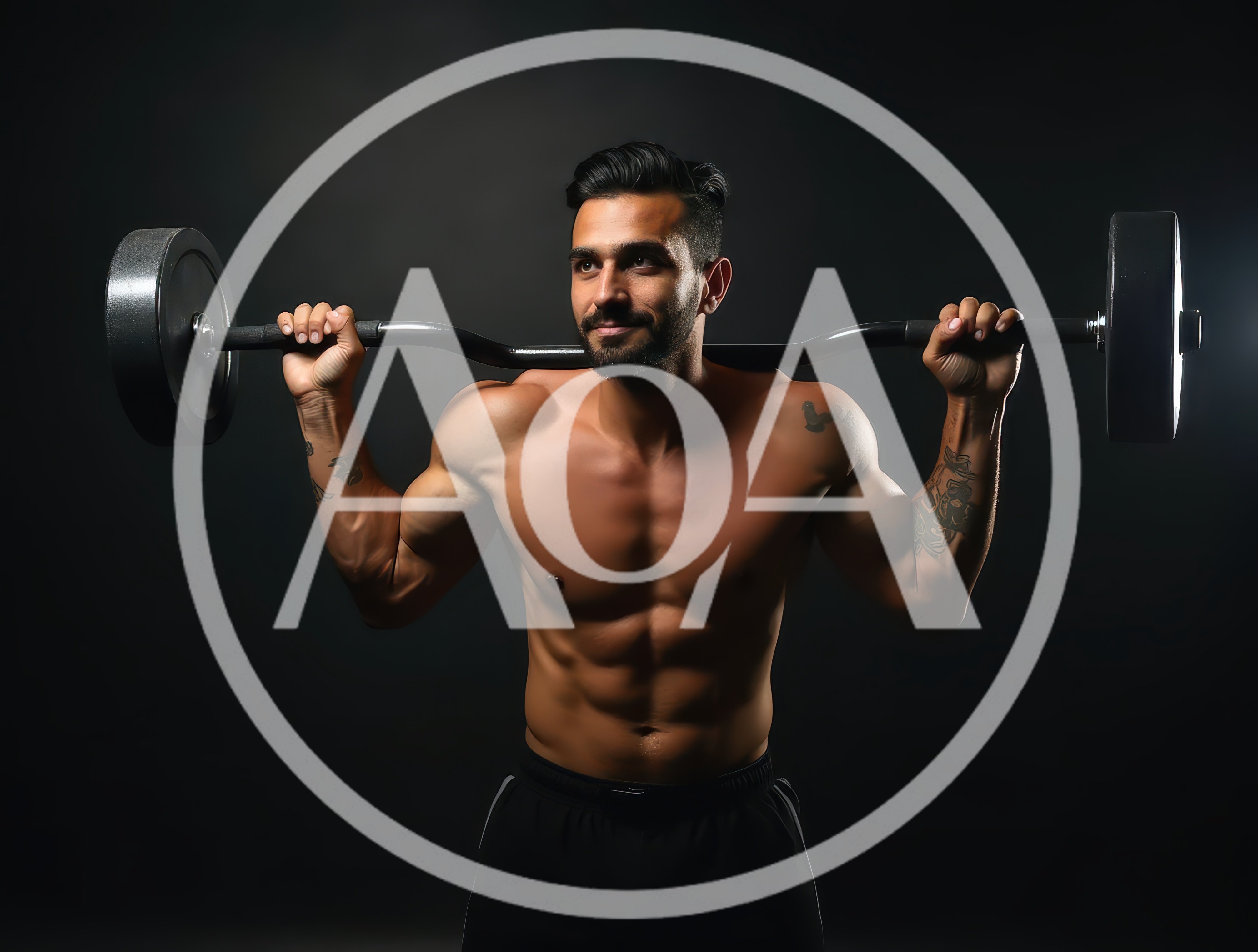 Muscular Man Performing Barbell Back Squats