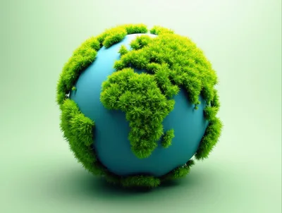 3D Rendered Earth Globe Covered In Green Grass