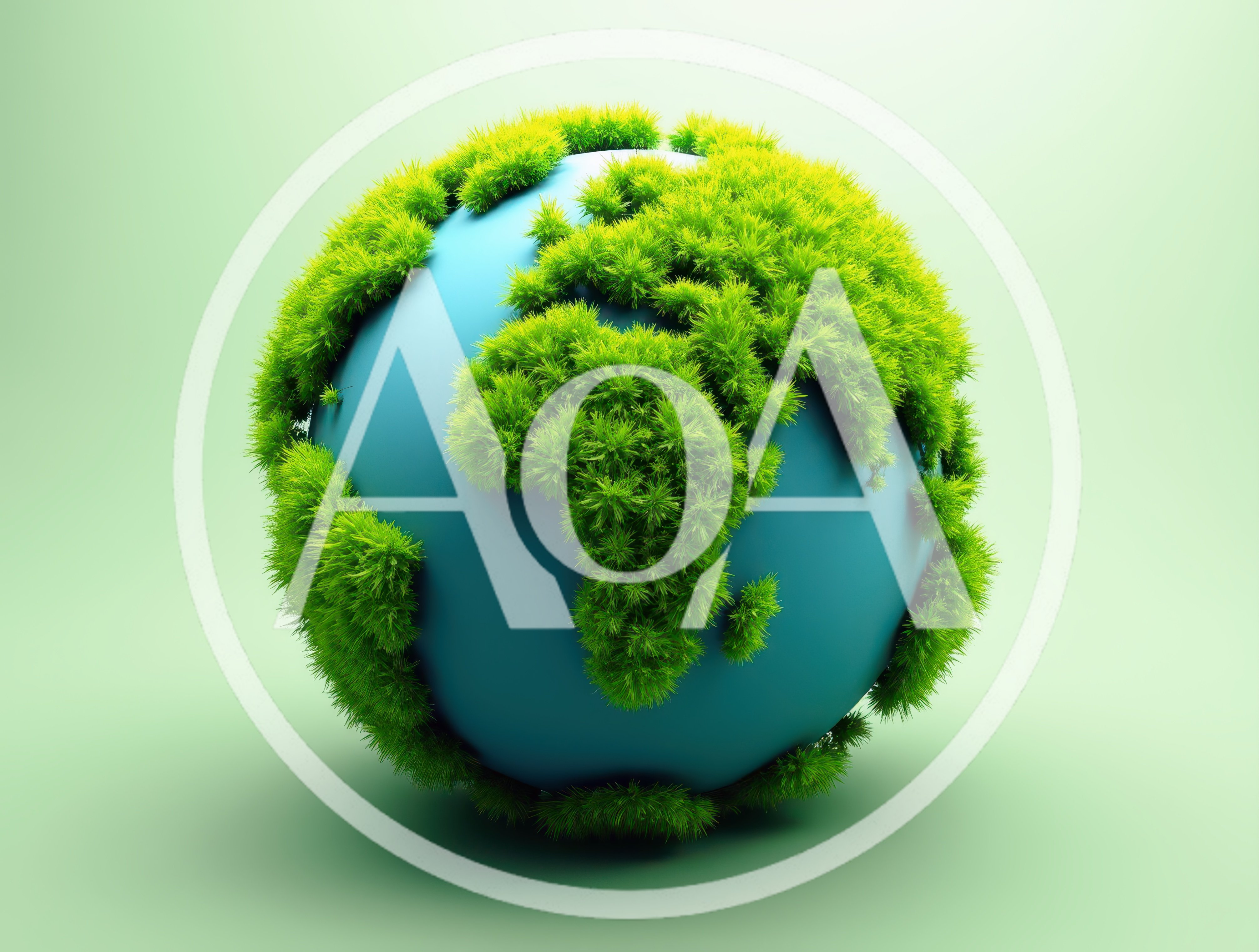 3D Rendered Earth Globe Covered In Green Grass