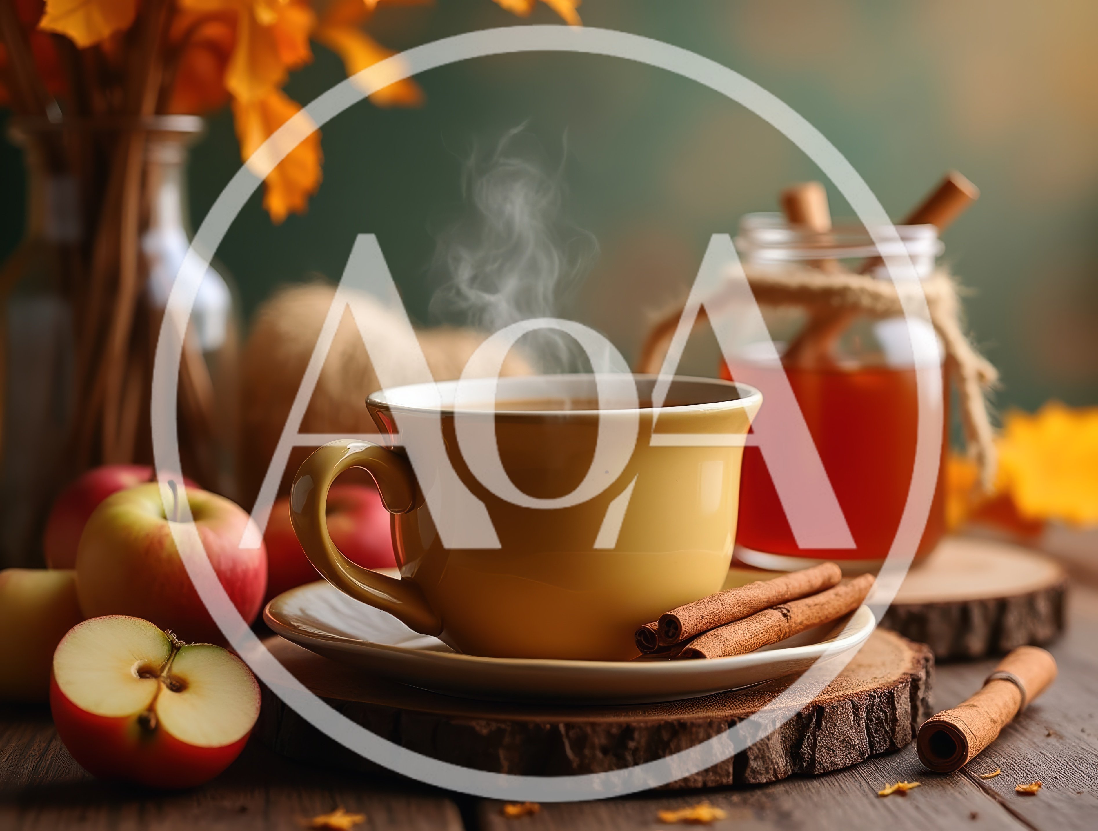 Steaming Cup Of Hot Apple Cider With Cinnamon Sticks