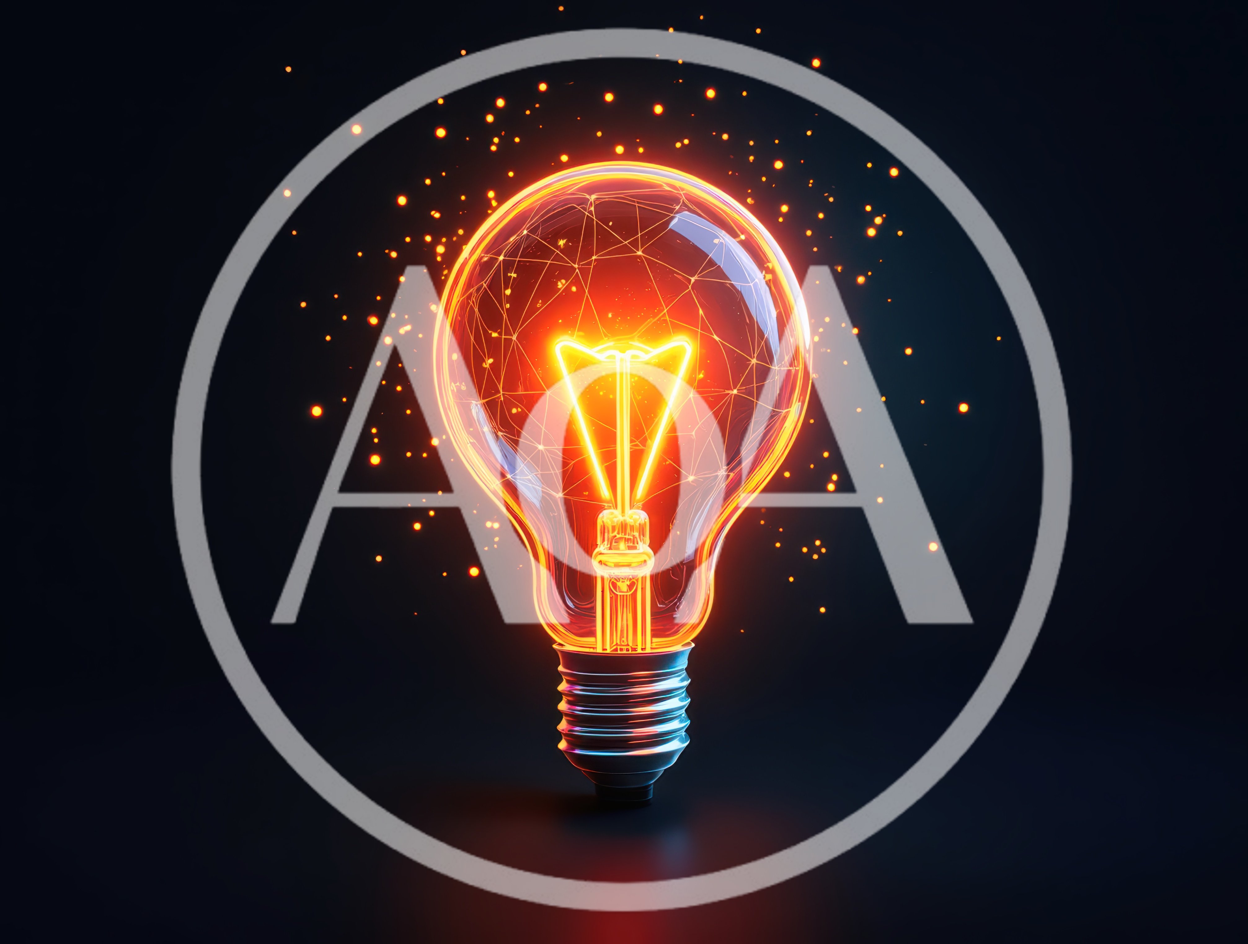 Glowing Light Bulb With Digital Network Filaments