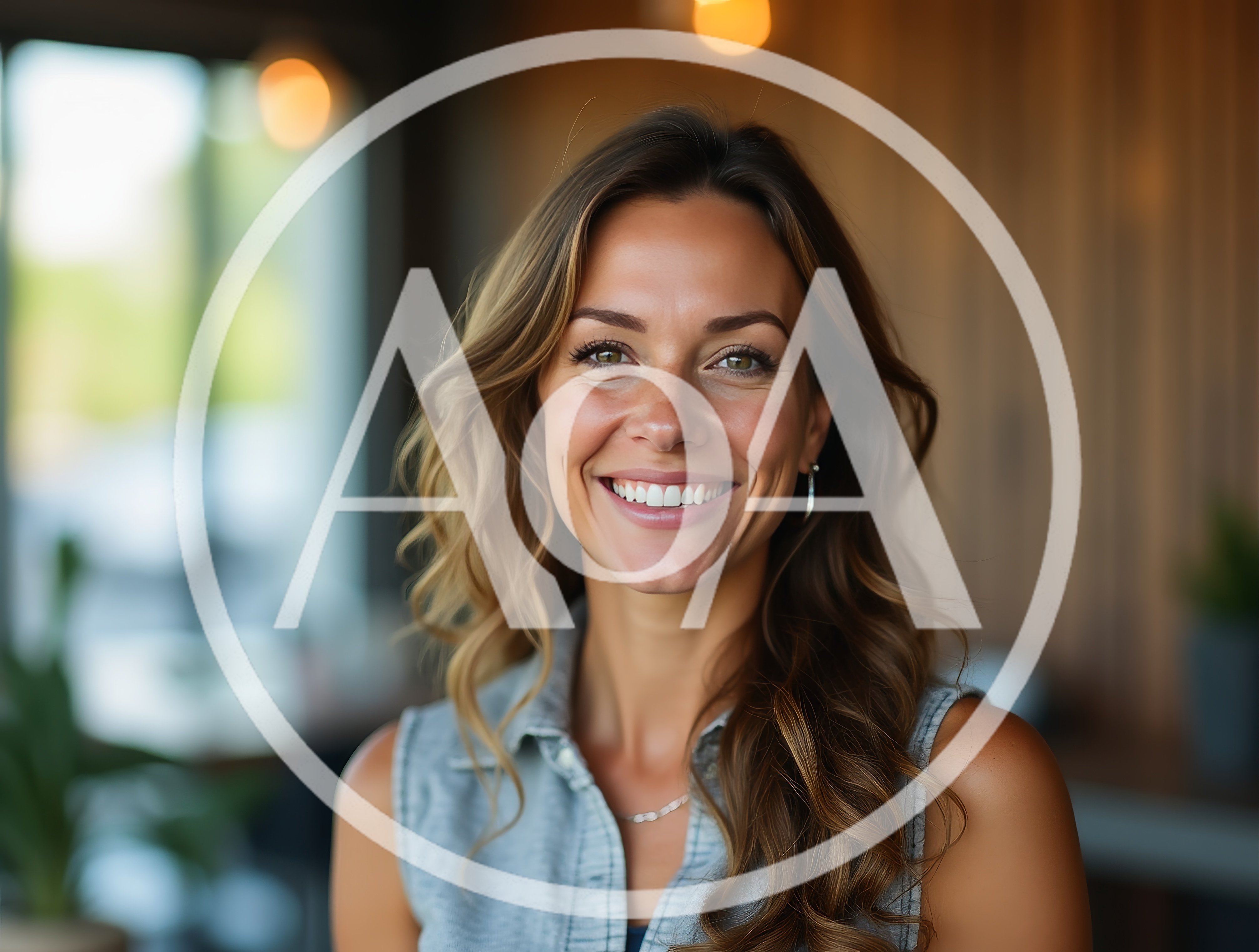 Portrait Of A Smiling Woman In A Cafe