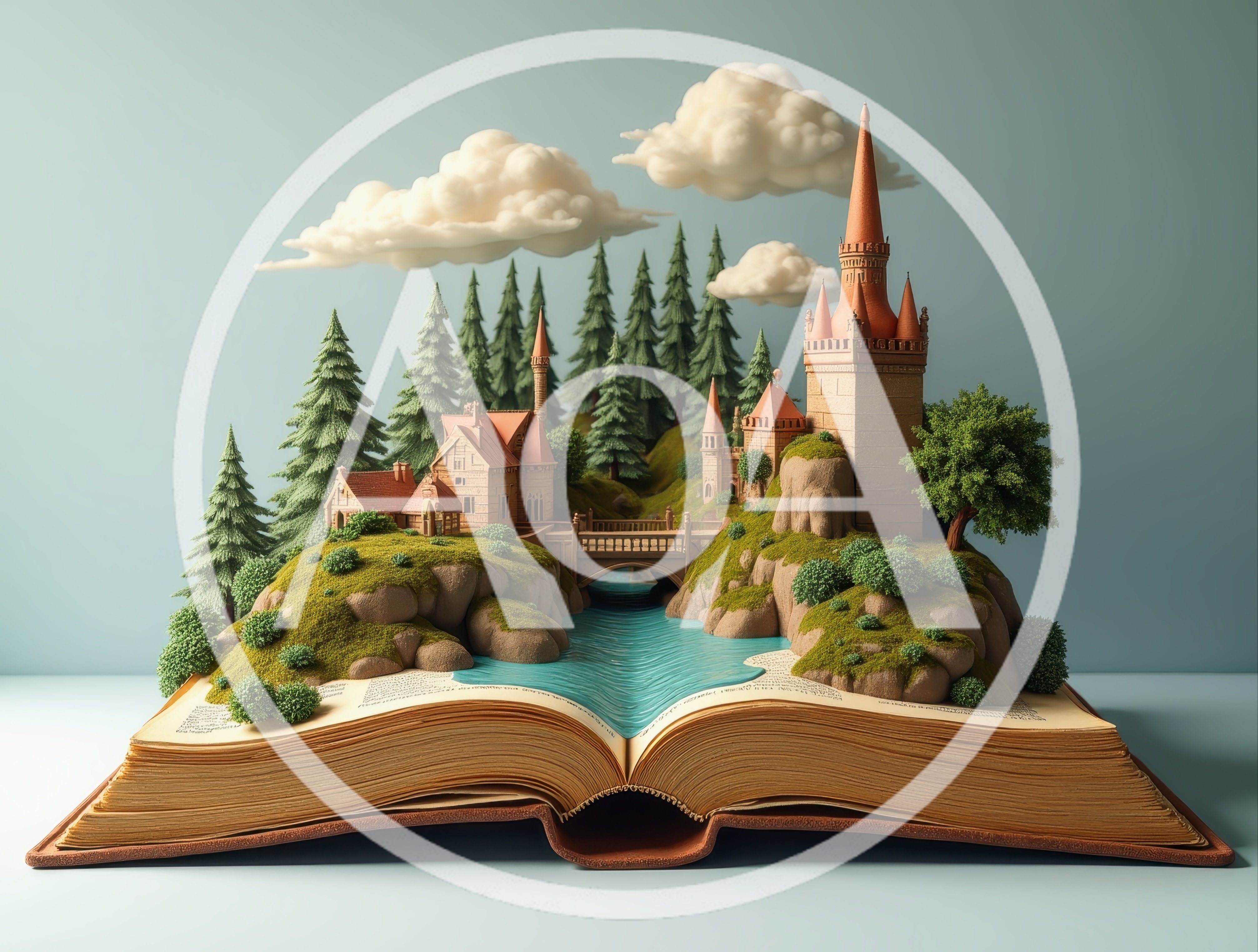 Pop-Up Book Featuring A Miniature Fantasy Castle Landscape