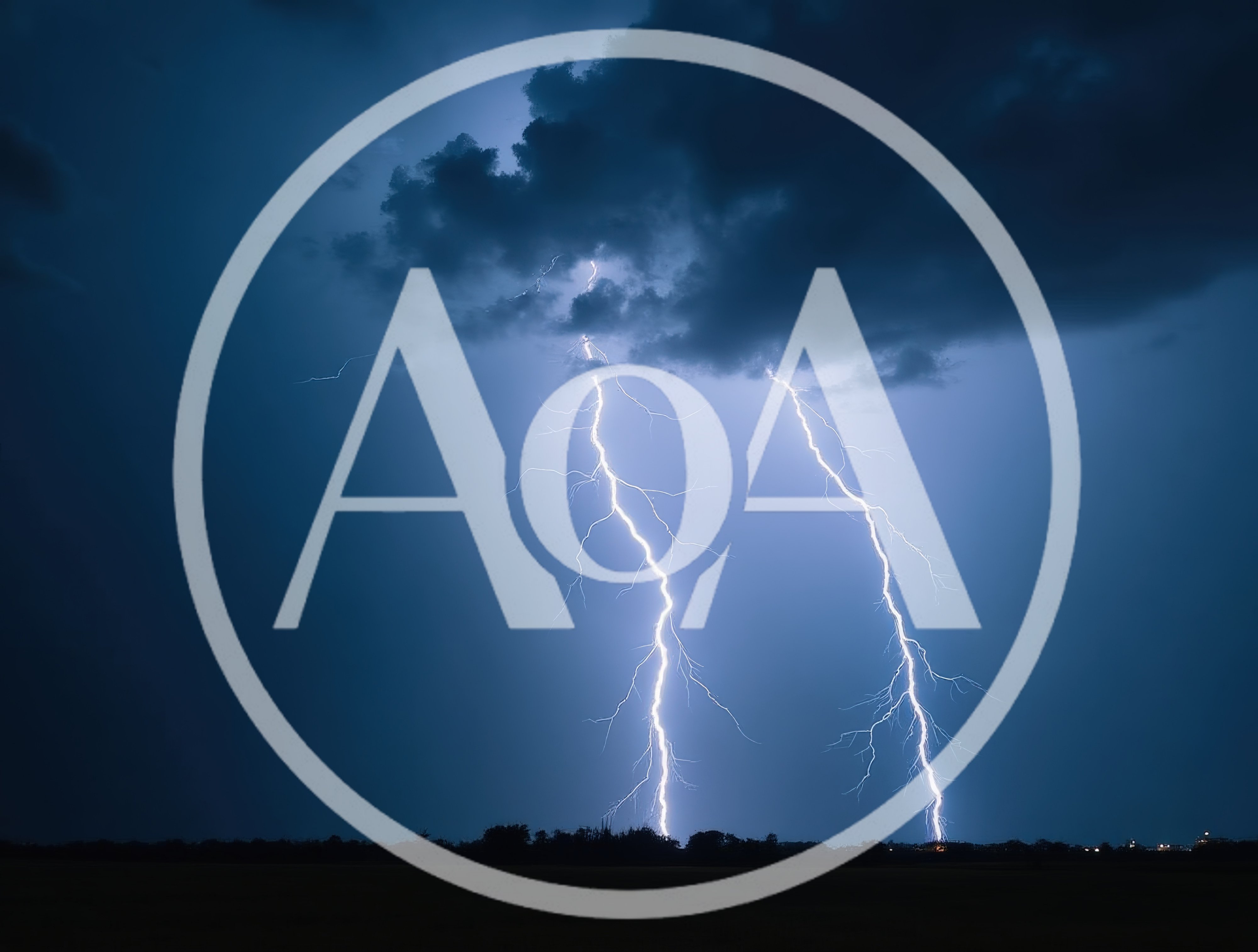 Two Powerful Lightning Bolts Striking During A Night Storm