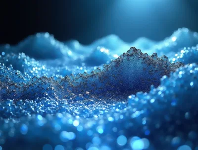 Abstract Blue Glittering Crystalline Landscape Surface