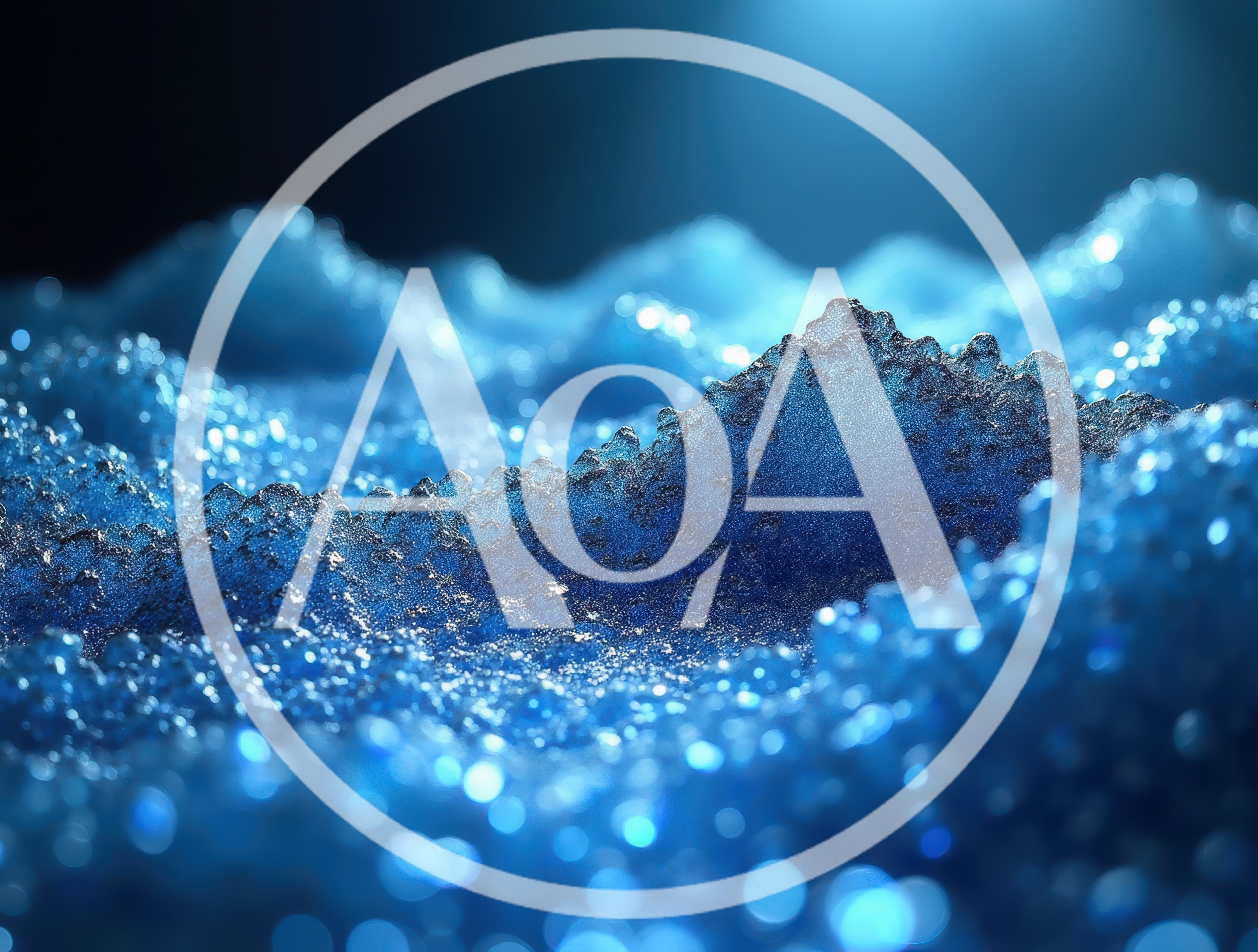 Abstract Blue Glittering Crystalline Landscape Surface