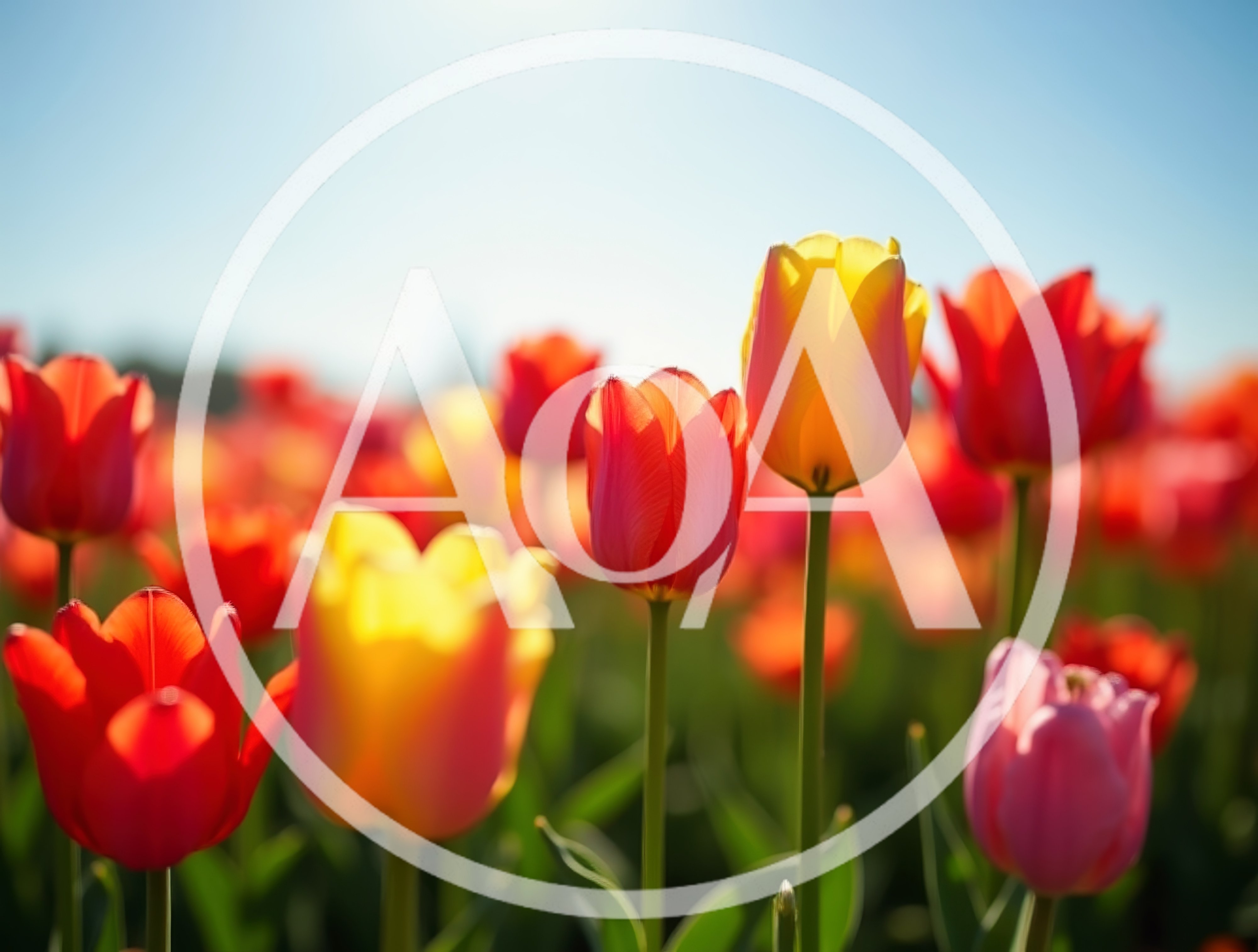 Vibrant Colorful Tulips Blooming In A Sunny Field