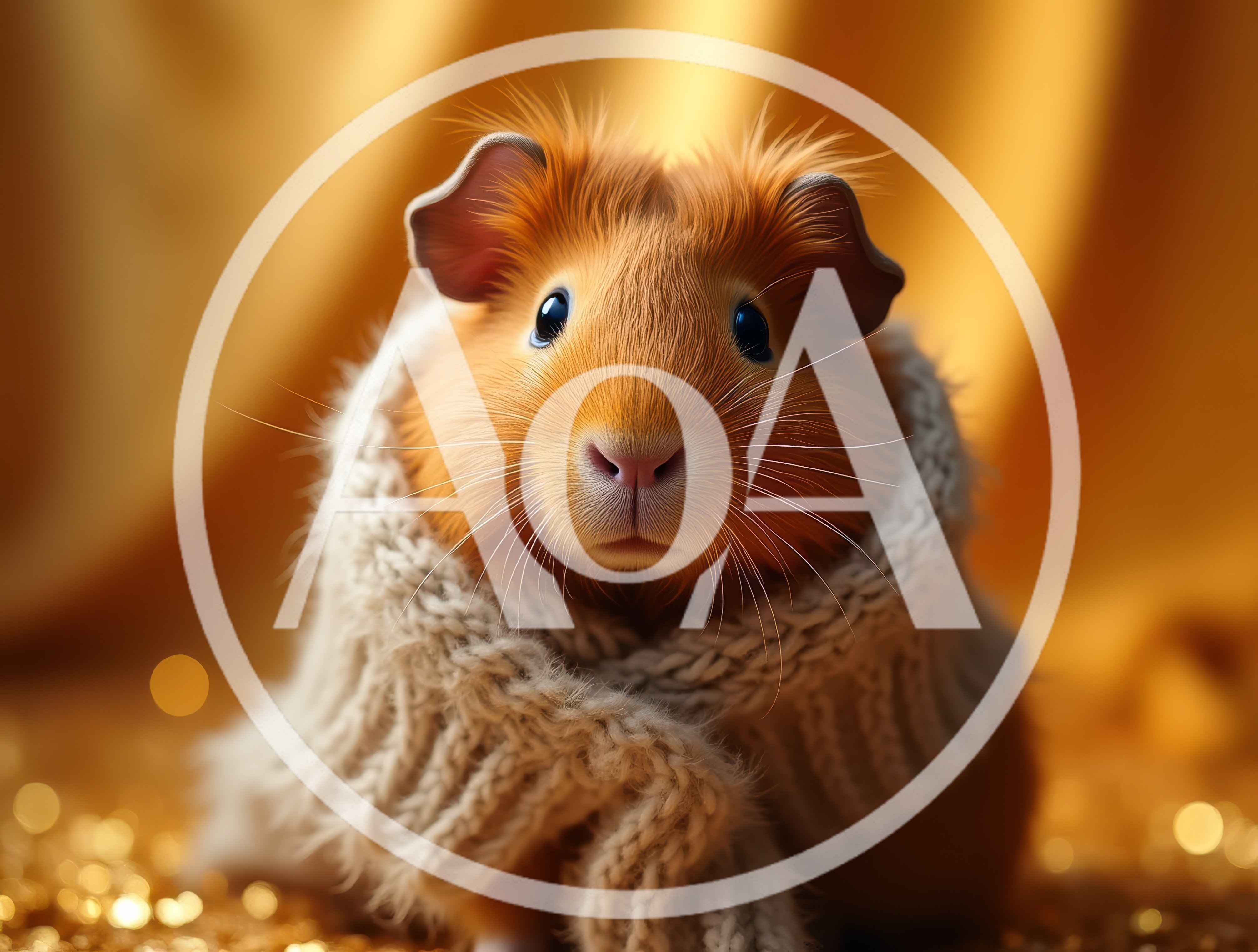 Cute Guinea Pig Wearing A Knitted Scarf