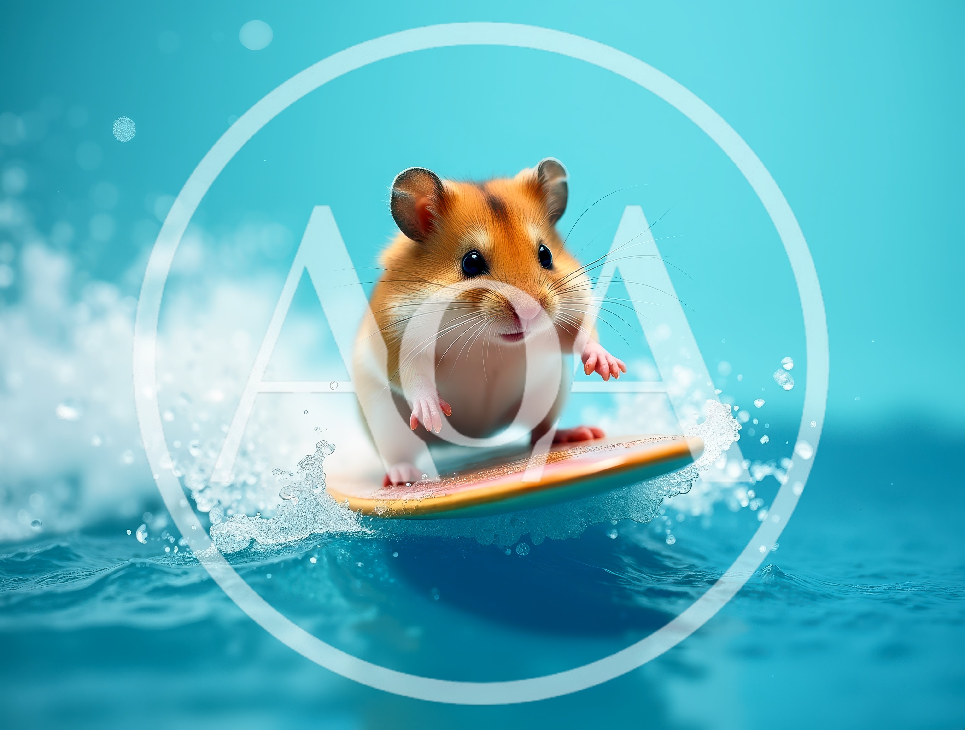 Cute Hamster Surfing on a Small Wave