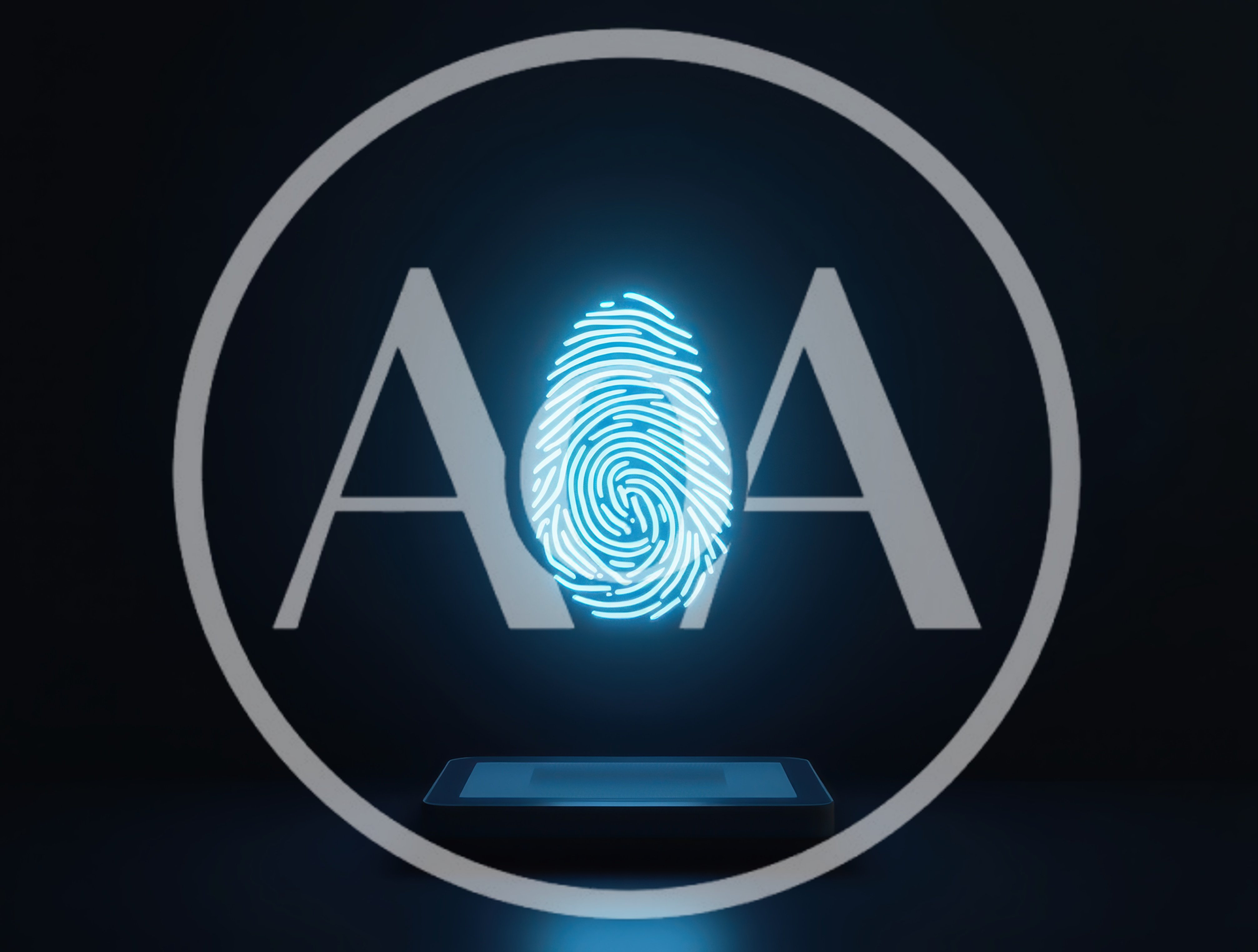 Glowing Digital Fingerprint Hologram Above Smartphone