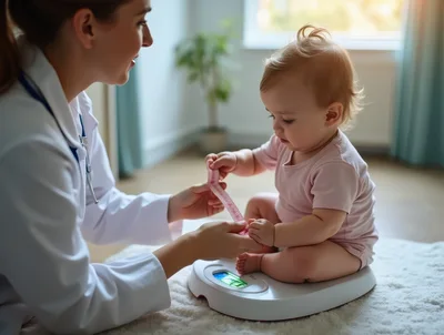 Pediatrician Weighing A Baby On A Digital Scale