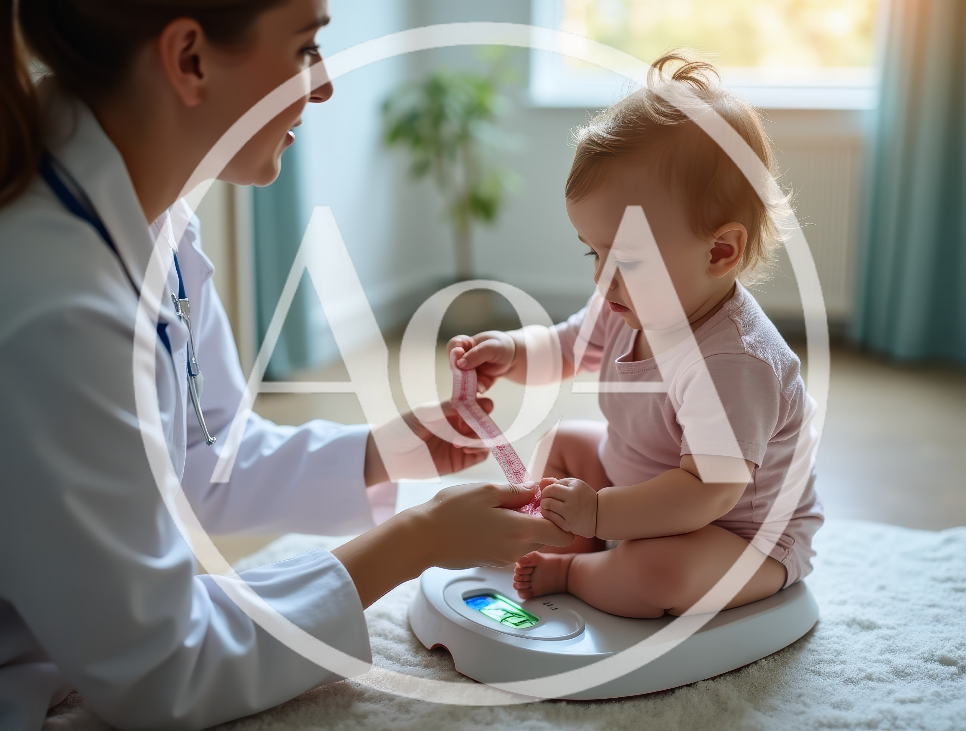 Pediatrician Weighing A Baby On A Digital Scale