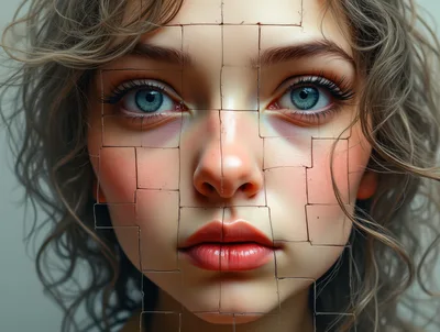 Surreal Portrait Of A Woman With A Cracked Face