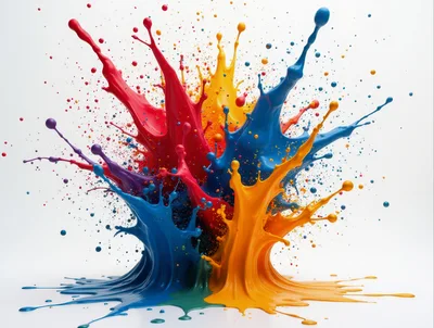 Vibrant Multi-Colored Paint Splash Explosion