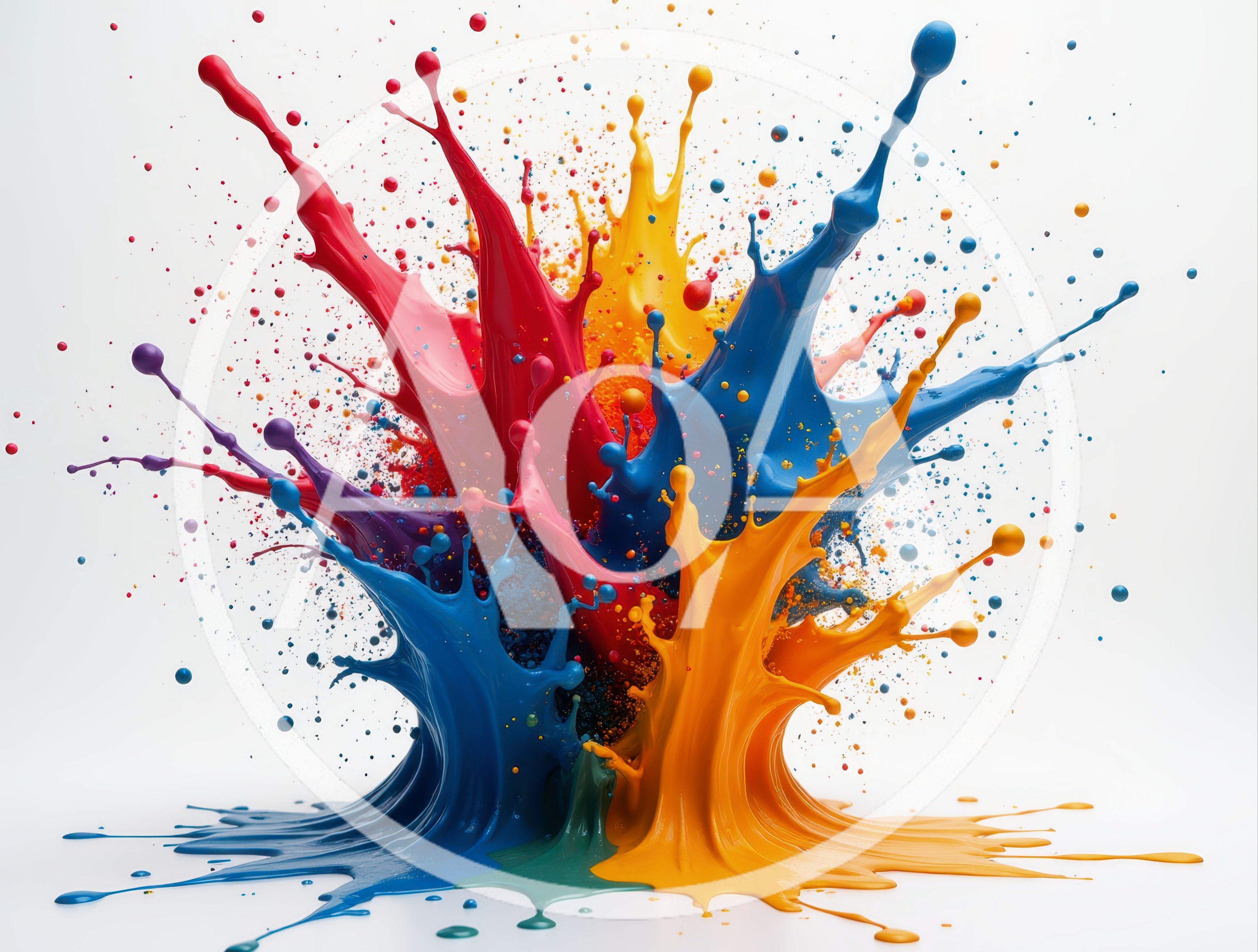 Vibrant Multi-Colored Paint Splash Explosion