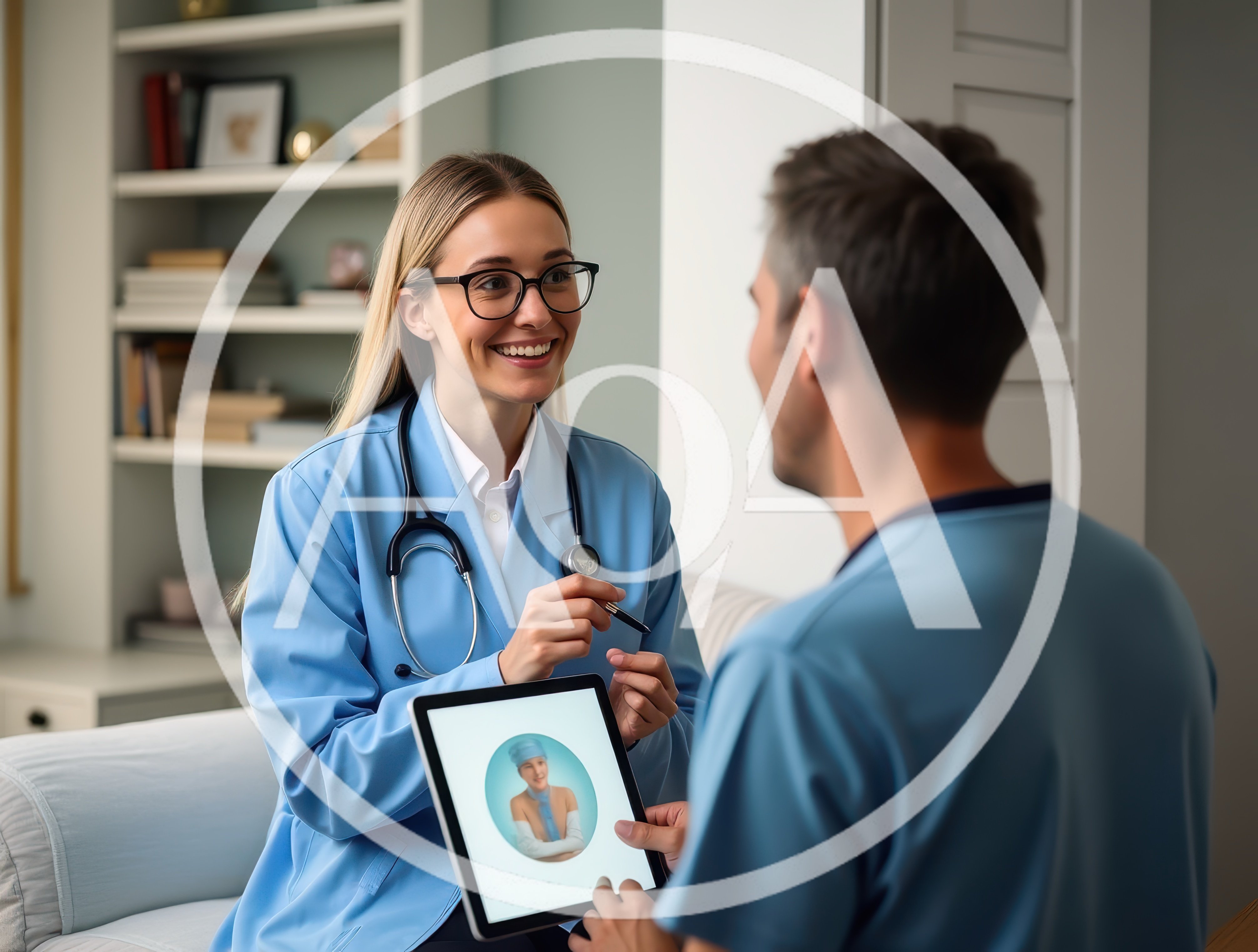 Female Doctor Consulting Male Patient With Digital Tablet