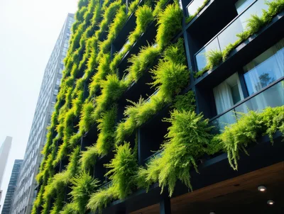 Modern Skyscraper With Lush Vertical Garden Facade