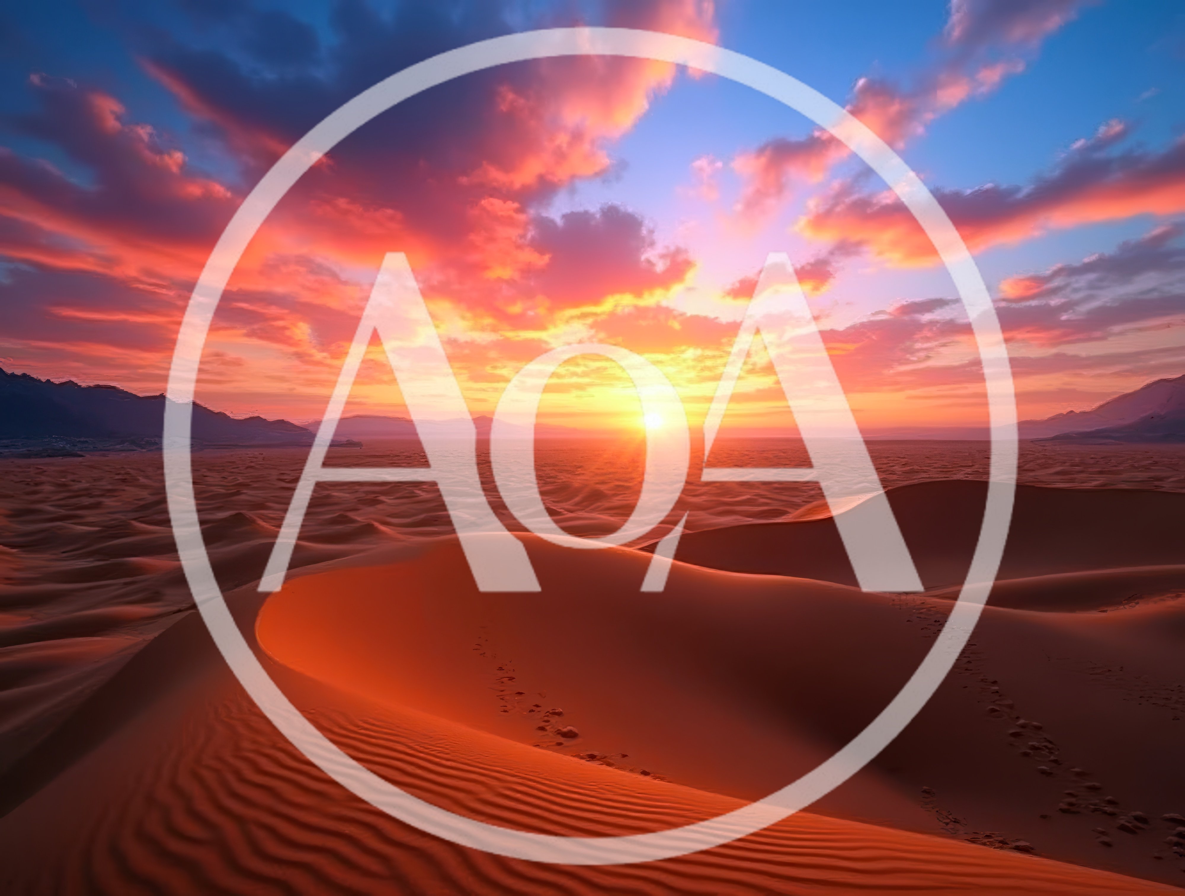 Vibrant Sunset Over Vast Desert Sand Dunes