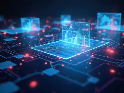 Digital Data Visualization On Futuristic Circuit Board
