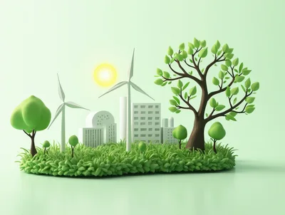 3D Render of Sustainable Eco Friendly City Concept