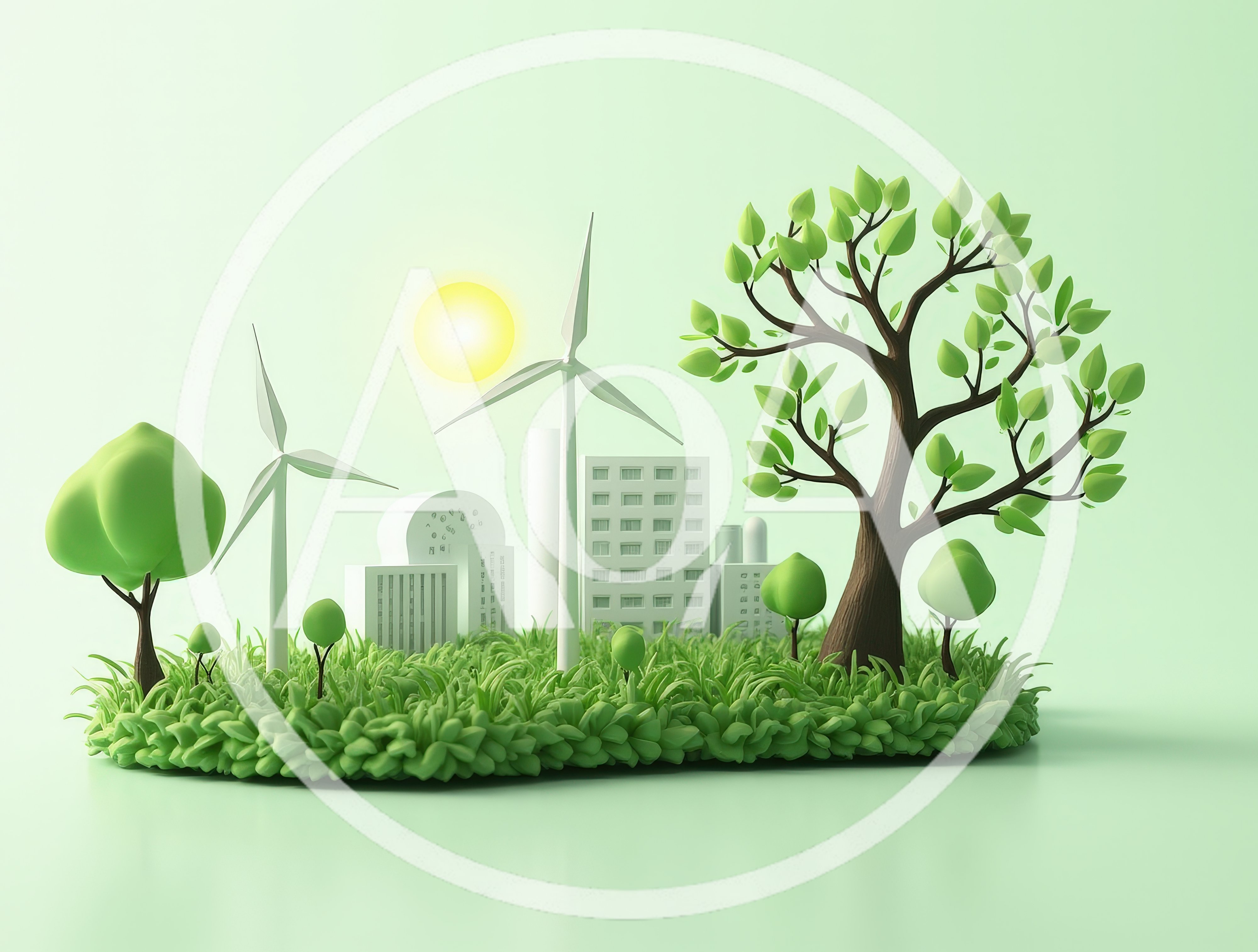 3D Render of Sustainable Eco Friendly City Concept