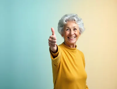 Happy Senior Woman Giving A Thumbs Up Gesture