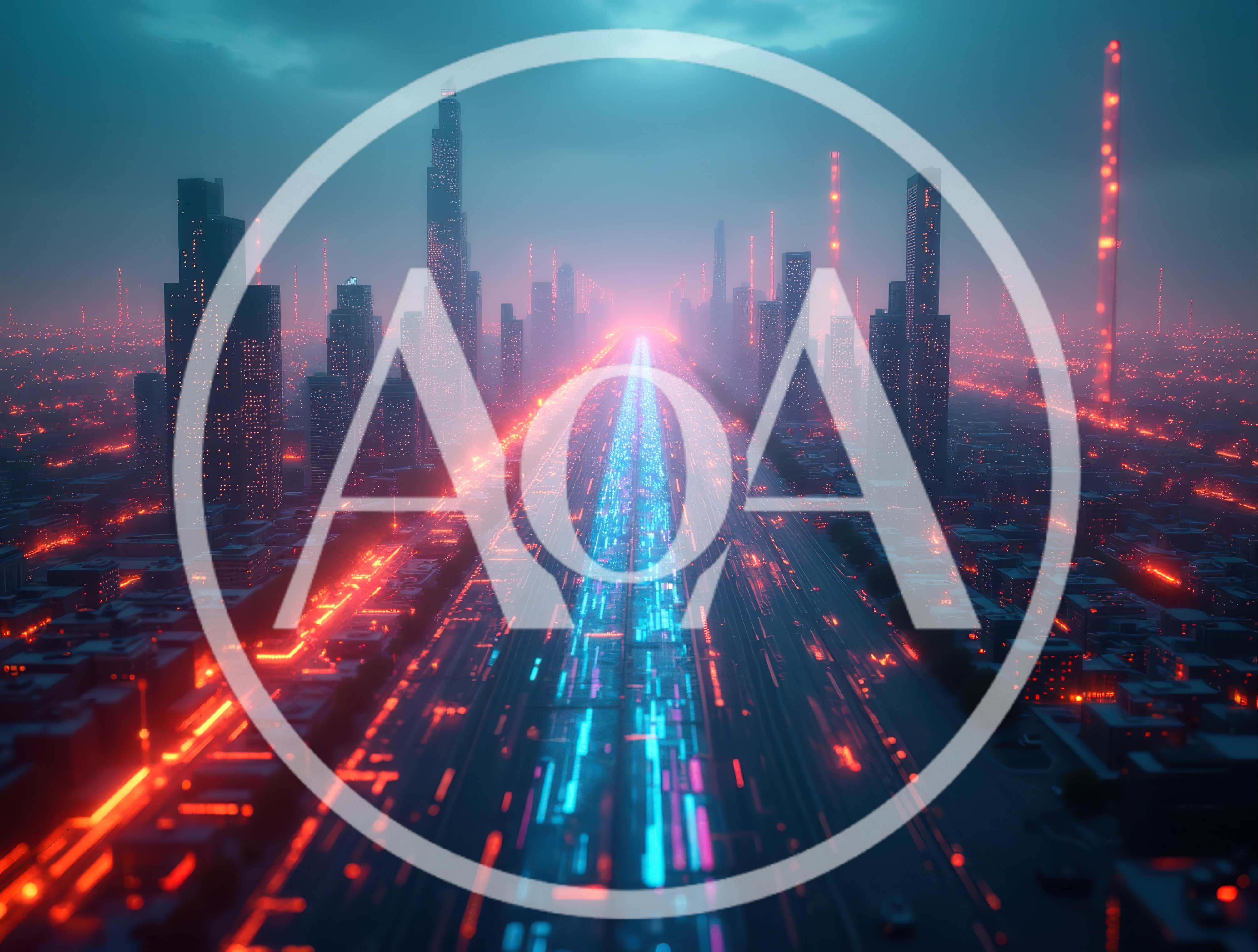 Futuristic Cyberpunk Cityscape With Glowing Neon Highway