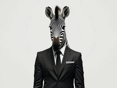 Zebra Head Businessman In A Black Suit