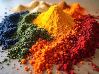 Vibrant Piles Of Colorful Powdered Pigments