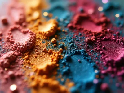 Macro View Of Vibrant Colorful Cosmetic Powder Pigments