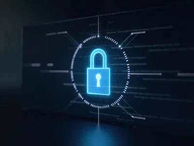 Digital Security Padlock Icon On Dark Background