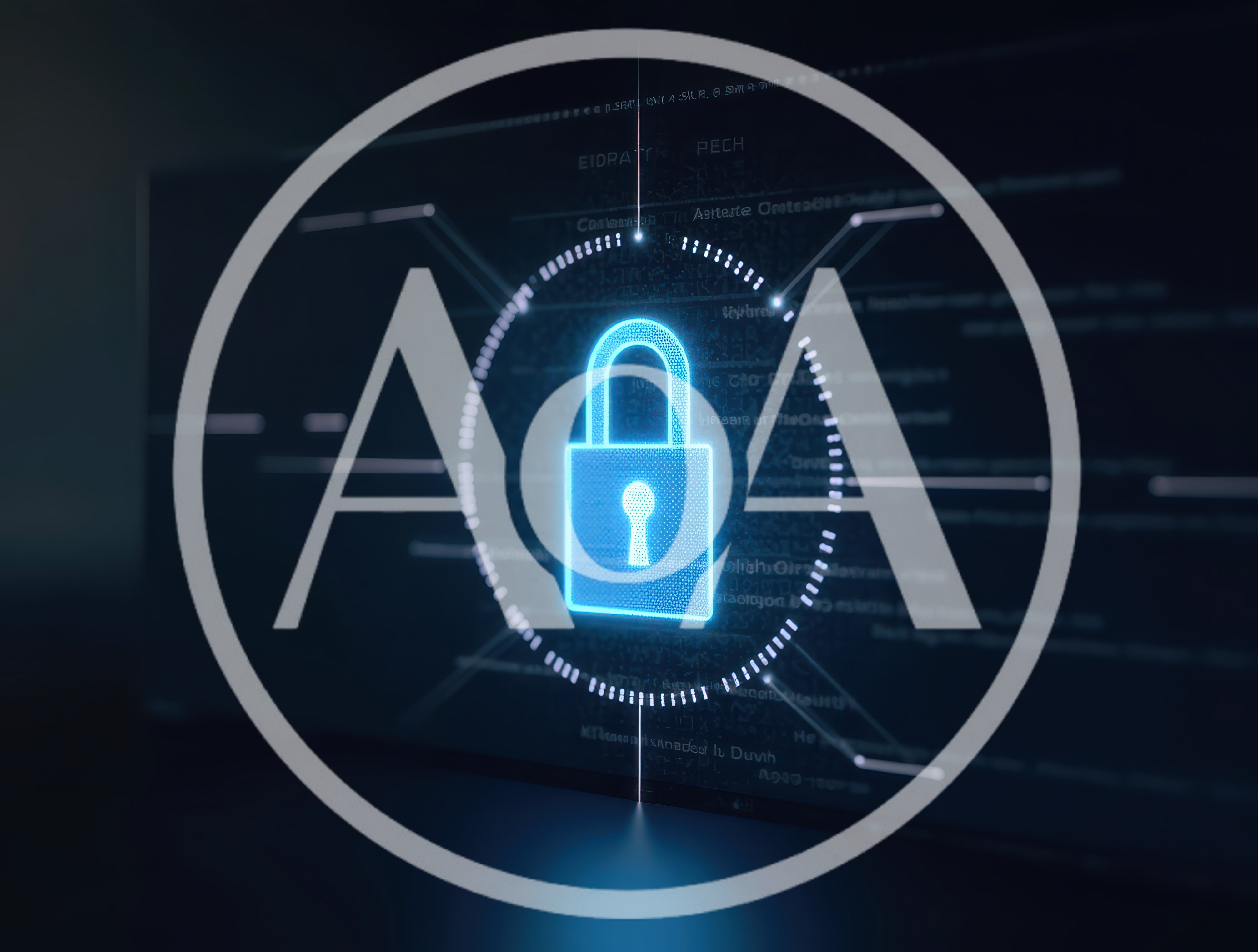 Digital Security Padlock Icon On Dark Background