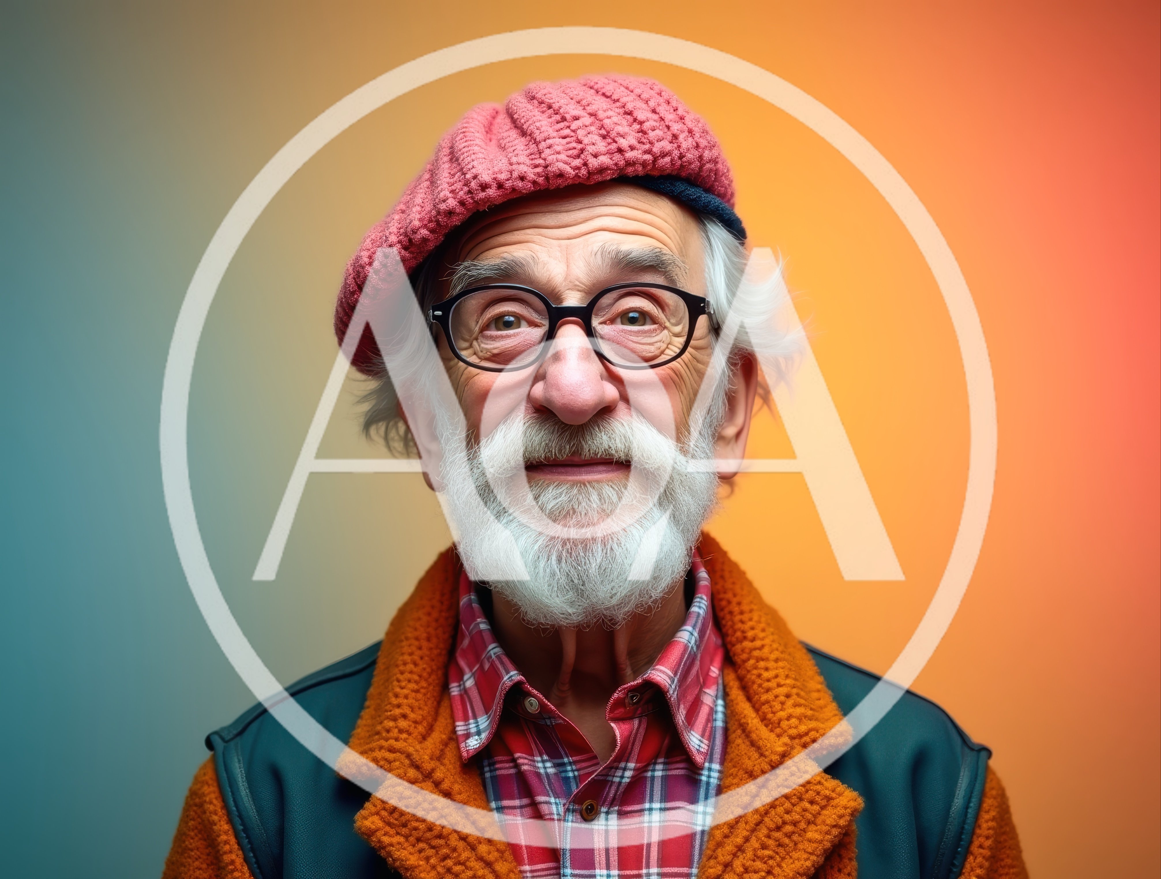Portrait Of An Elderly Man With A Pink Beret