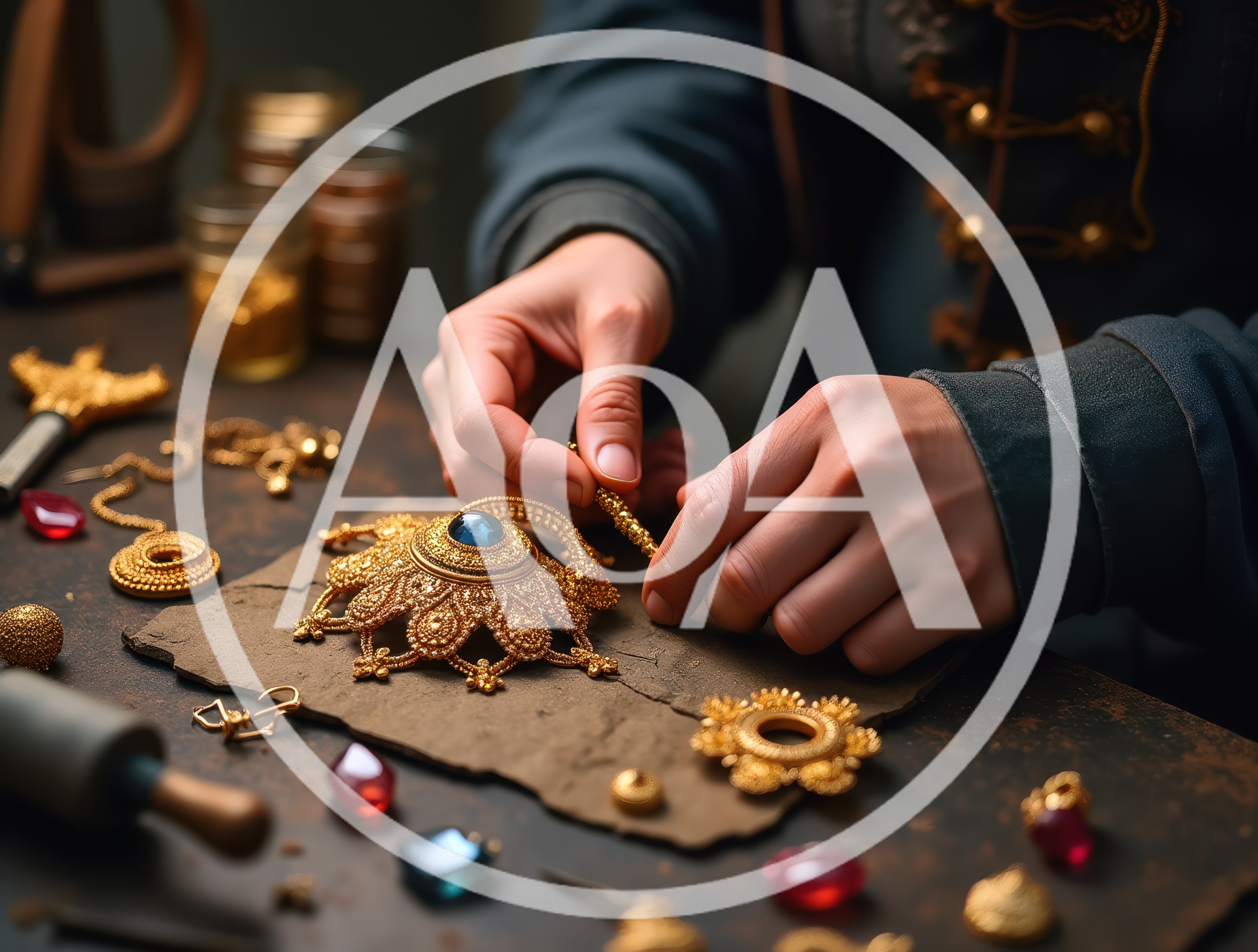 Jeweler Crafting Intricate Gold Ornament With Gemstone