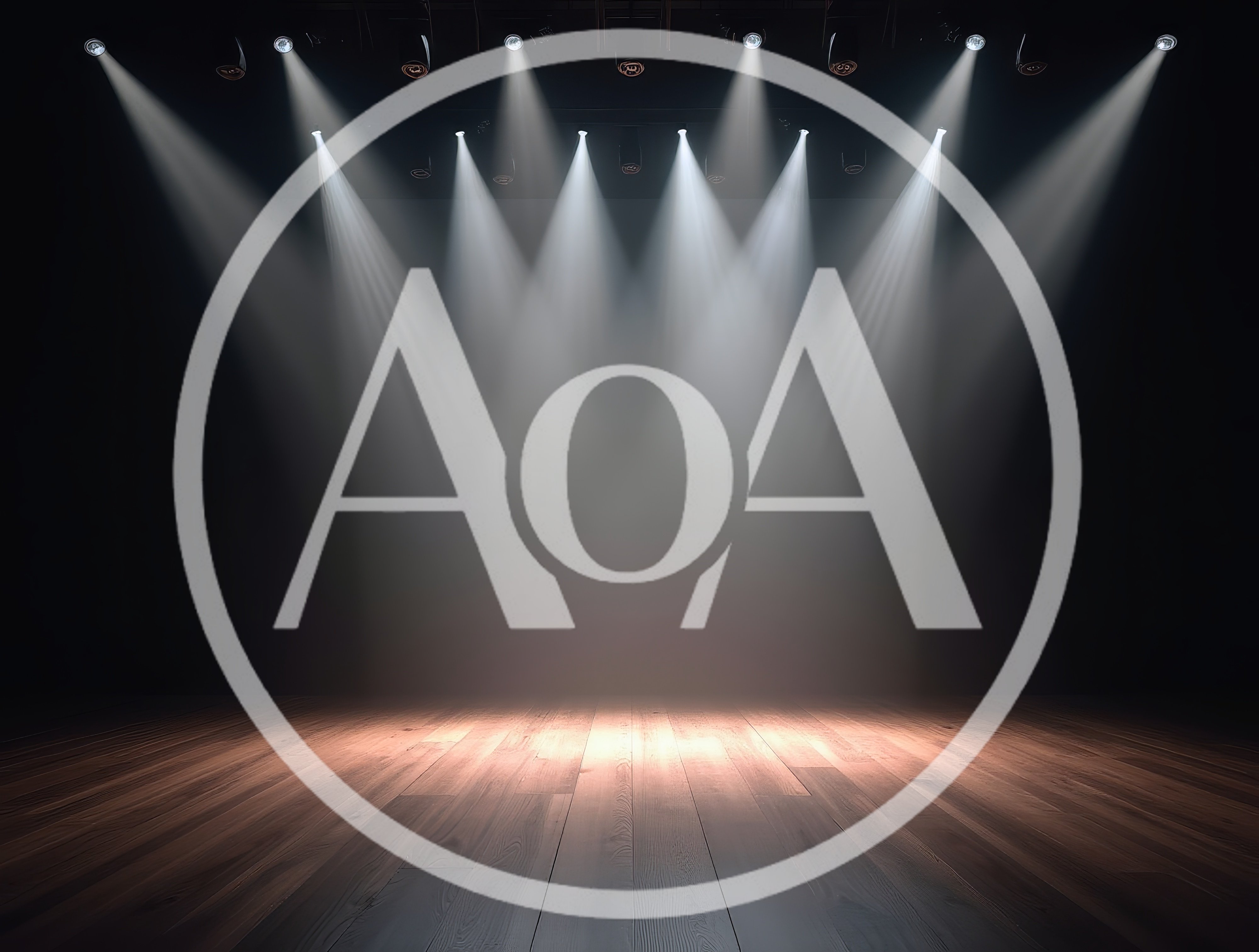 Empty Wooden Stage With Dramatic Spotlight Beams