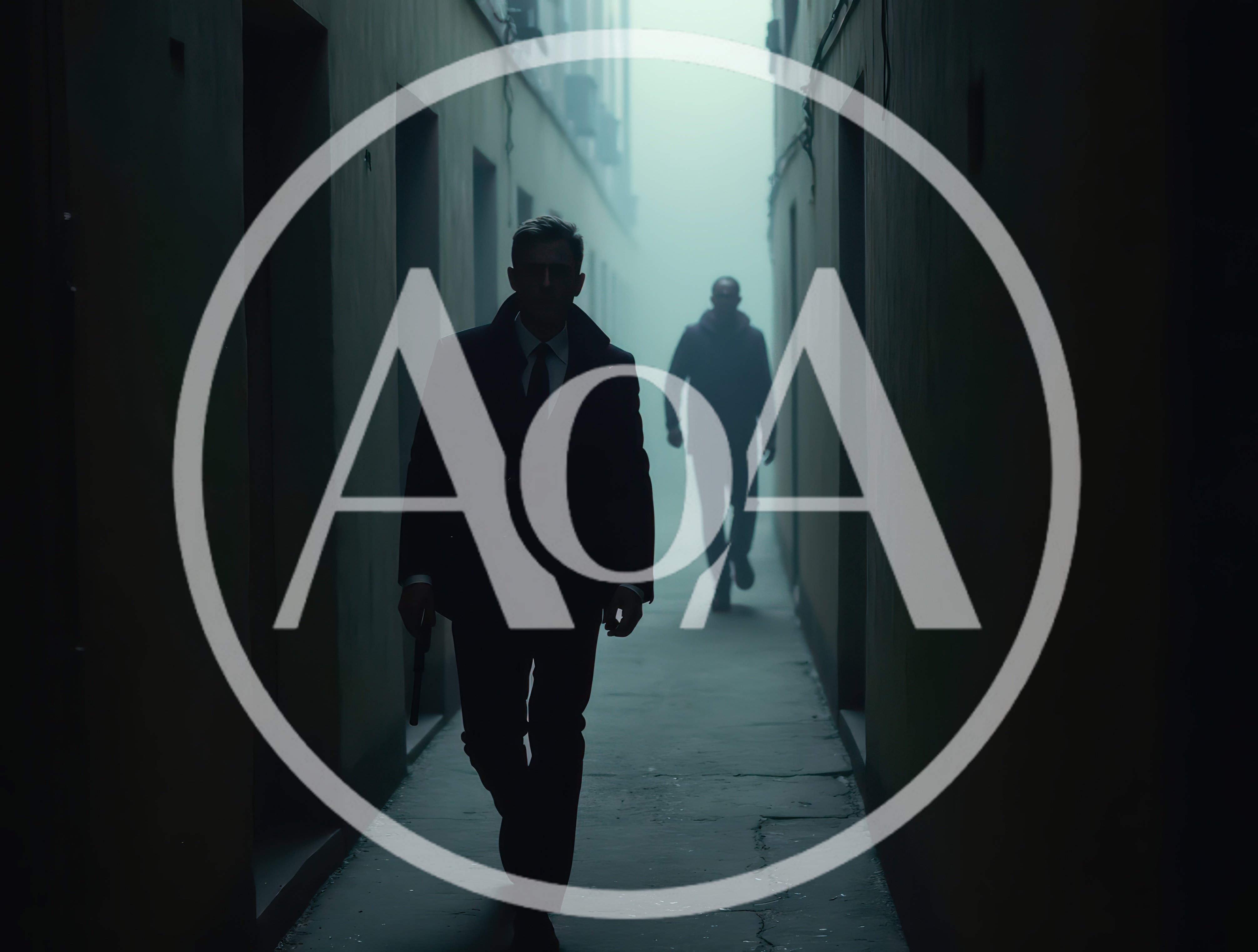 Man in Suit Walking Through Foggy Alleyway