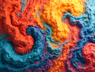 Abstract Swirling Colorful Textured Paint Surface