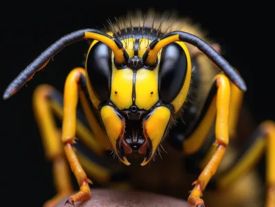Extreme Macro Close Up Of A Wasp Face