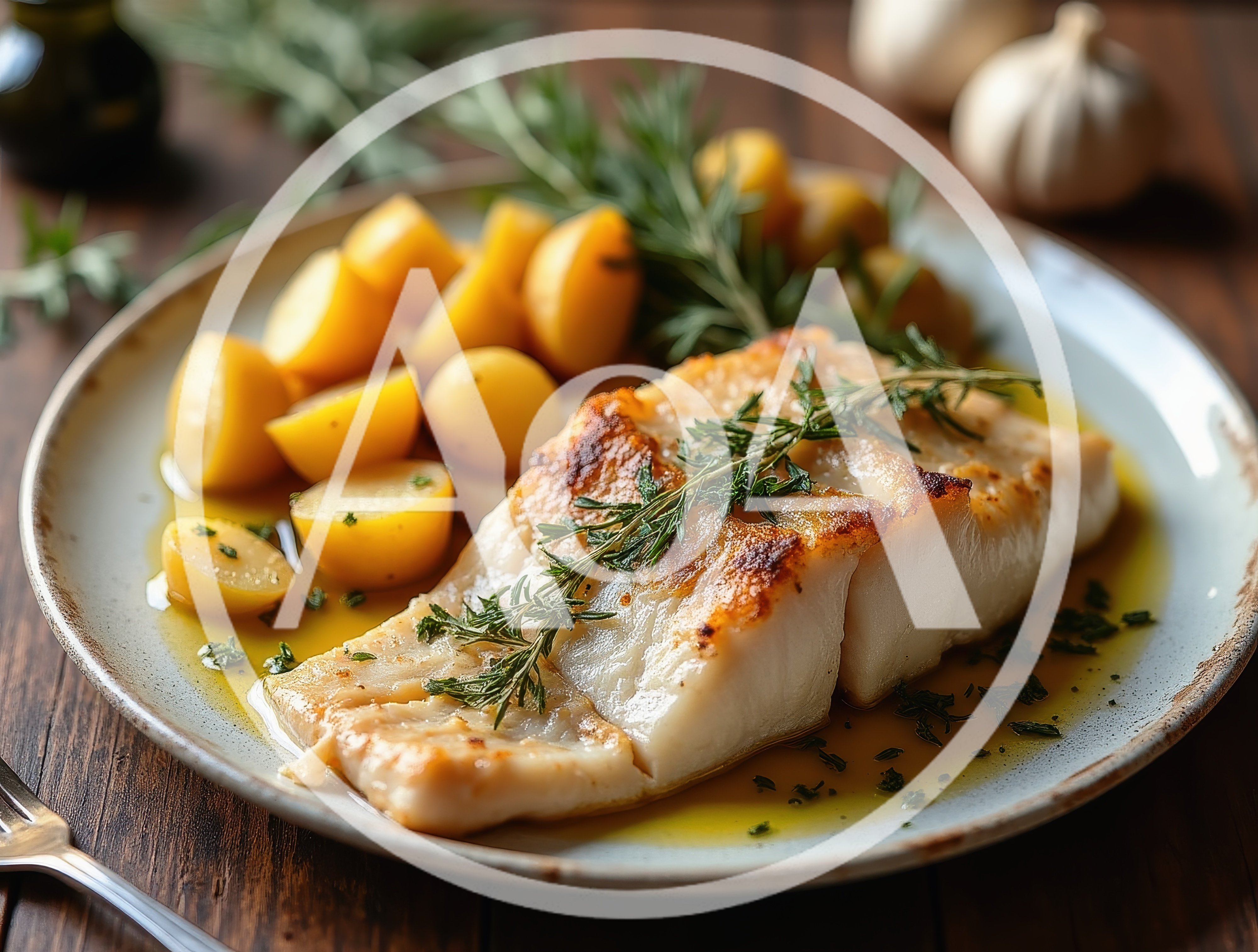 Pan Seared White Fish Fillet With Roasted Potatoes