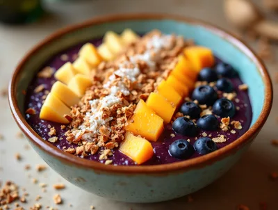 Acai Bowl With Mango Blueberries And Granola