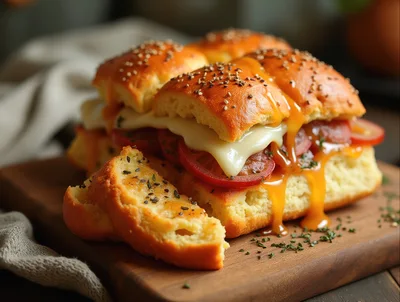 Gourmet Sliders With Melted Cheese And Tomato