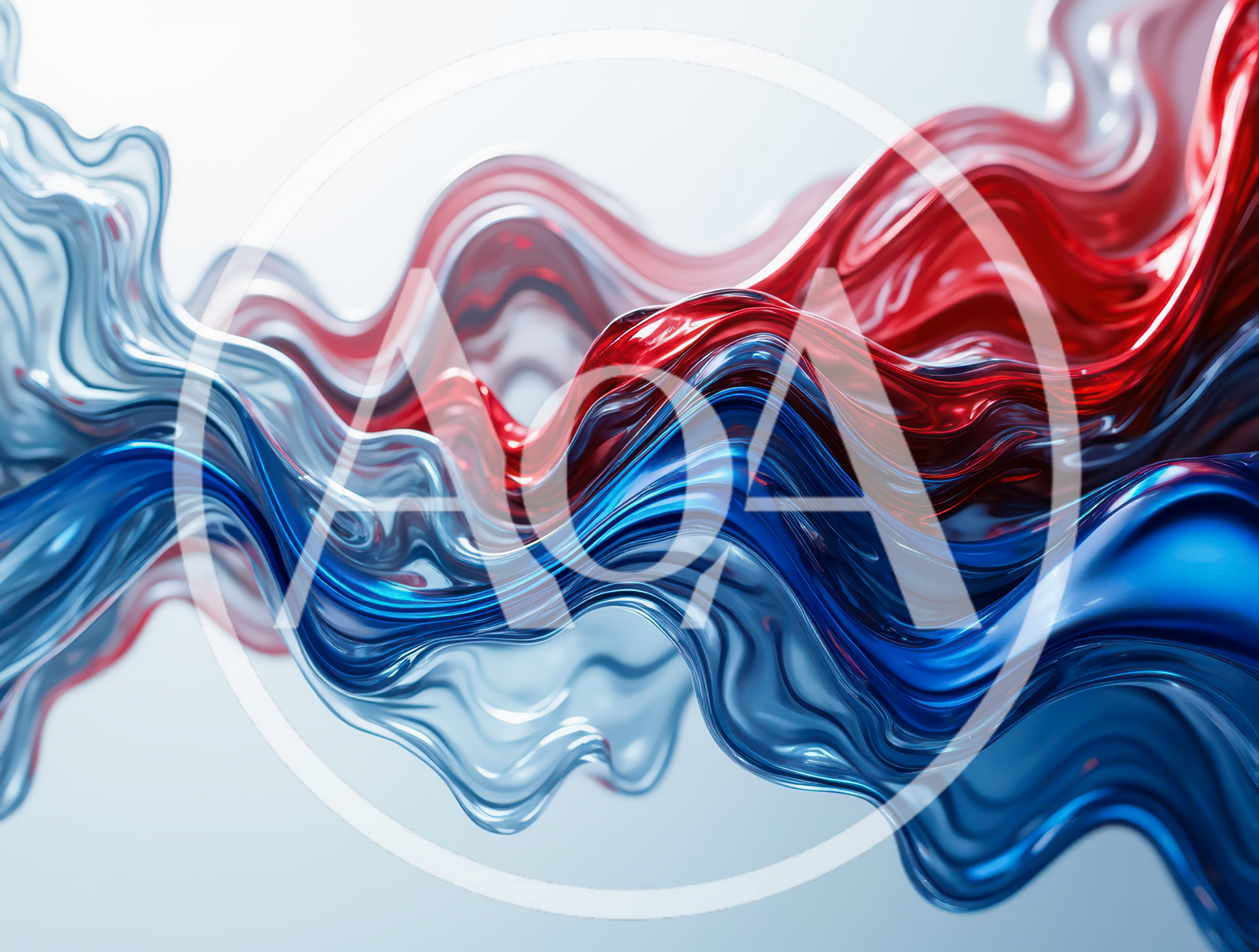 Abstract Liquid Waves of Red and Blue Glass