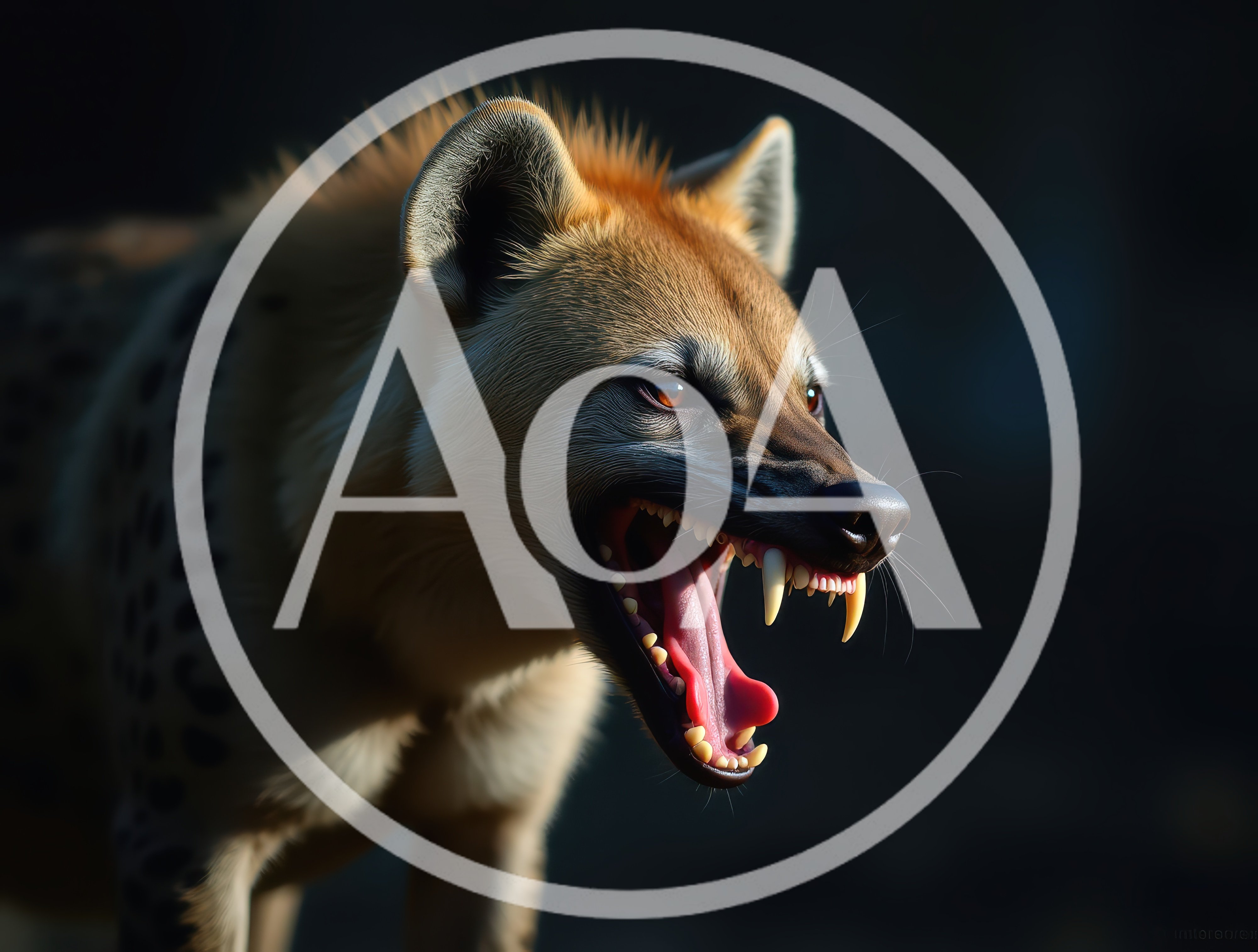 Aggressive Spotted Hyena Snarling In Dark Environment