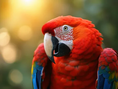Close Up Portrait Of A Scarlet Macaw