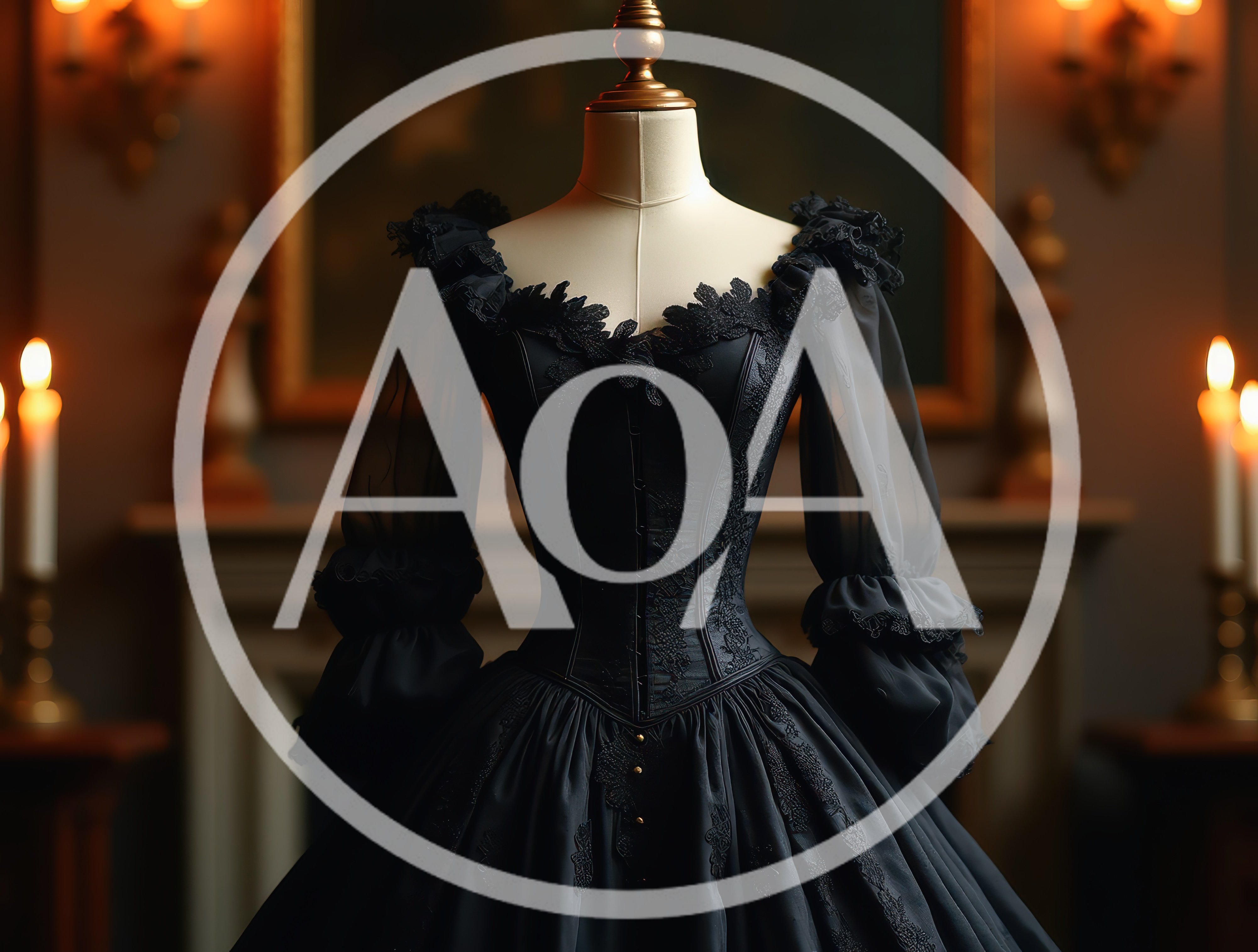 Victorian Gothic Black Dress On A Mannequin